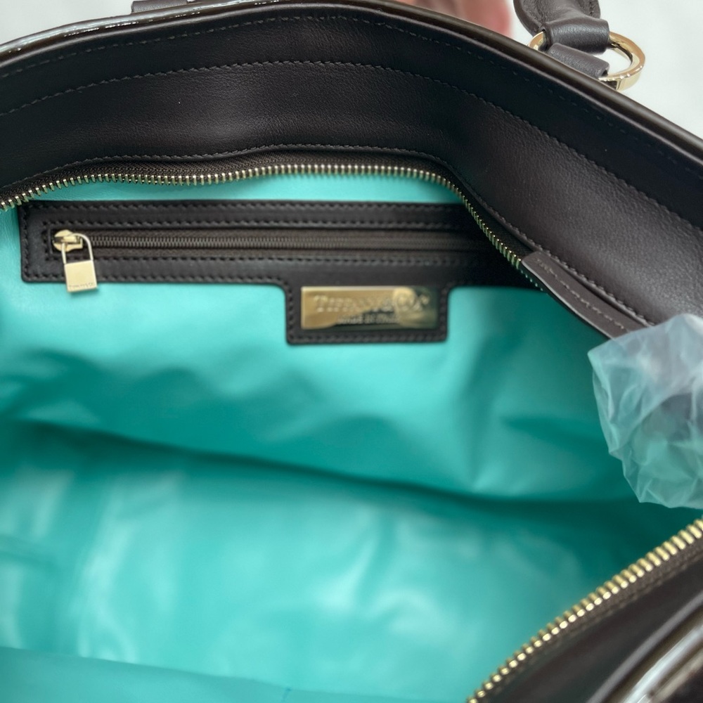 NEW Never Used - Tiffany & Co Italian Leather & Suede “Amelia” Espresso Zip Tote - Picture 11 of 11